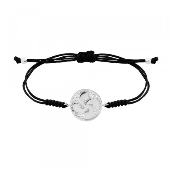 Pulsera Lauburu Redondo Plata Negra