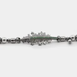 Pulsera Mari Bolitas Rutenio y Circonitas Verdes