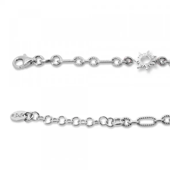 Pulsera Mountain de Plata con 3 Eguzkilore y Eslabones Grafilados