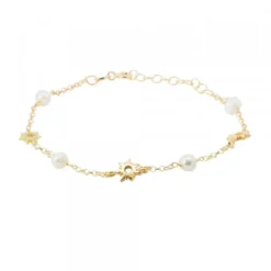 Pulsera Mountain Plata Dorada y Perlas