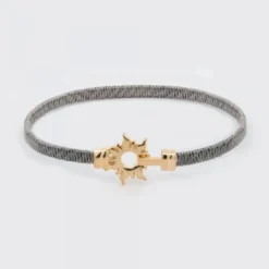Pulsera Mountain Rígida Acero Negro y Plata Dorada