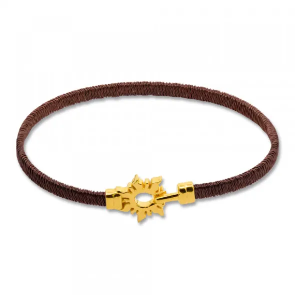 Pulsera Mountain Rígida Acero Cobre y Plata Dorada