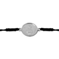 Pulsera Redonda San Fermín de Plata con Hilo Negro Personalizable