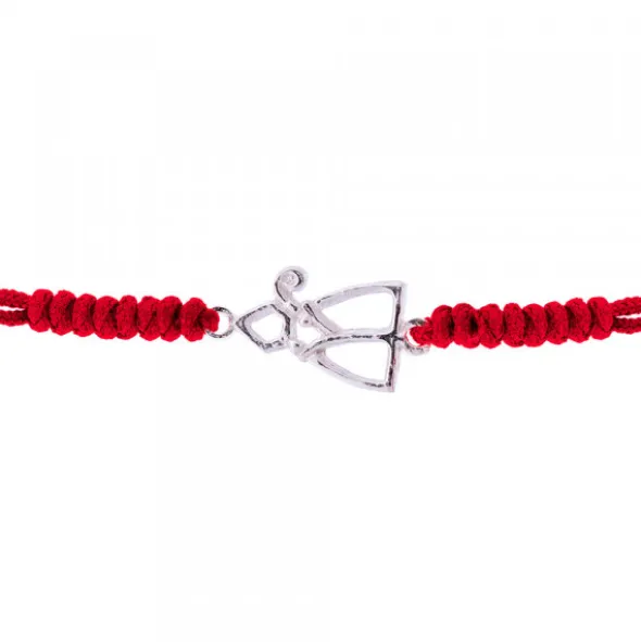 Pulsera San Fermín Plata con Hilo Rojo Nudos