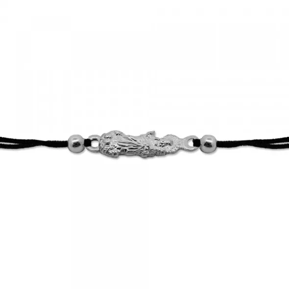 Pulsera Virgen Blanca de Plata con Hilo Negro